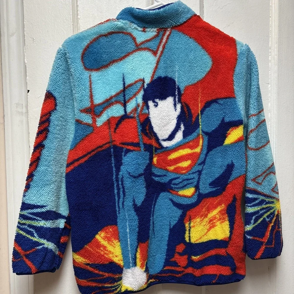 NEW DC SUPERMAN/BOYS CHARACTER SHERPA QUARTER ZIP - Large 10/12 w/ Tags